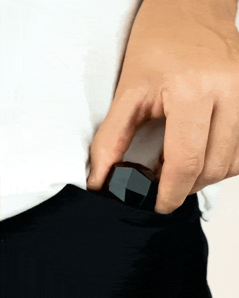Animated gif of Truff Mini in pant pockets